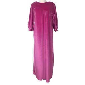Vintage Samye Pink Velour Dressing Gown Medium House Coat Lounge Dress